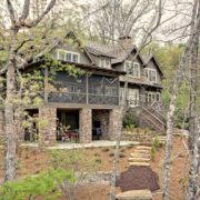 Rustic two-story house in wooded setting